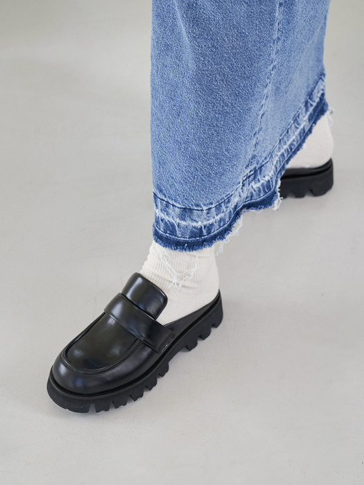 Hailey Backless Loafers Black