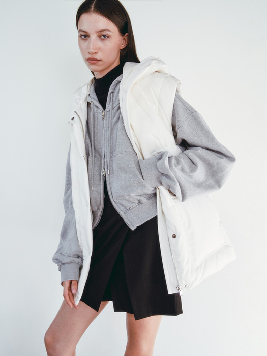 OVERSIZE CROPPED ZIP-UP HOODIE [3COLORS]