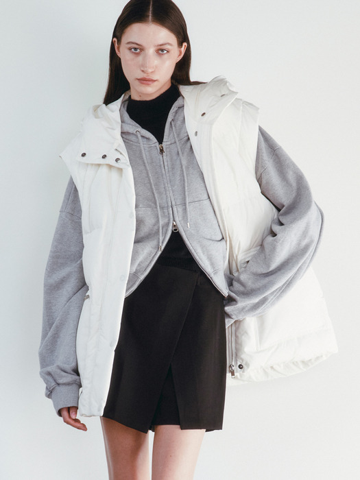 OVERSIZE CROPPED ZIP-UP HOODIE [3COLORS]