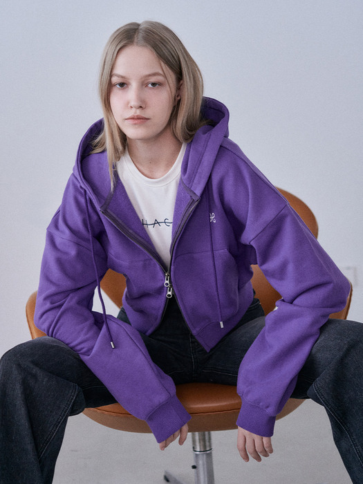 OVERSIZE CROPPED ZIP-UP HOODIE [3COLORS]