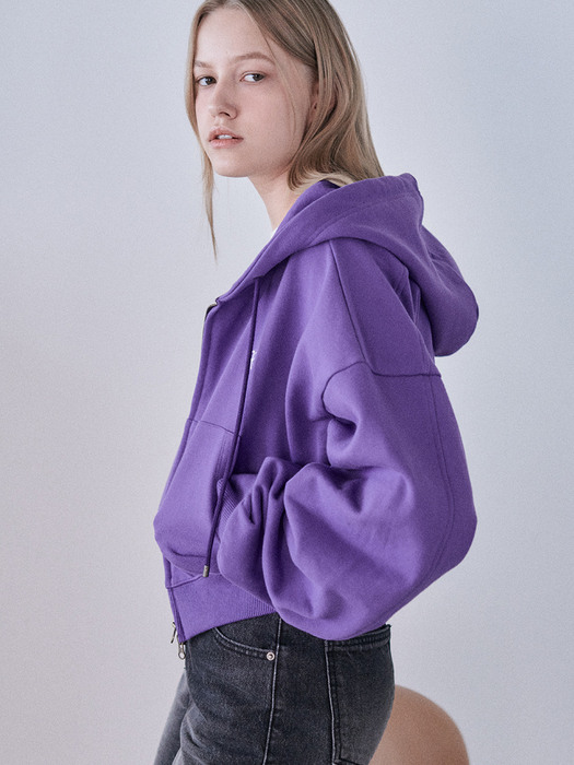 OVERSIZE CROPPED ZIP-UP HOODIE [3COLORS]