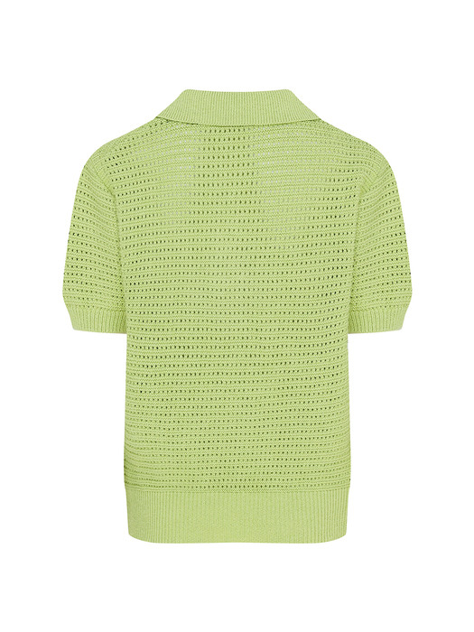 Half Open Collar Knit Top[LMBCSPKN174]-Yellow Green