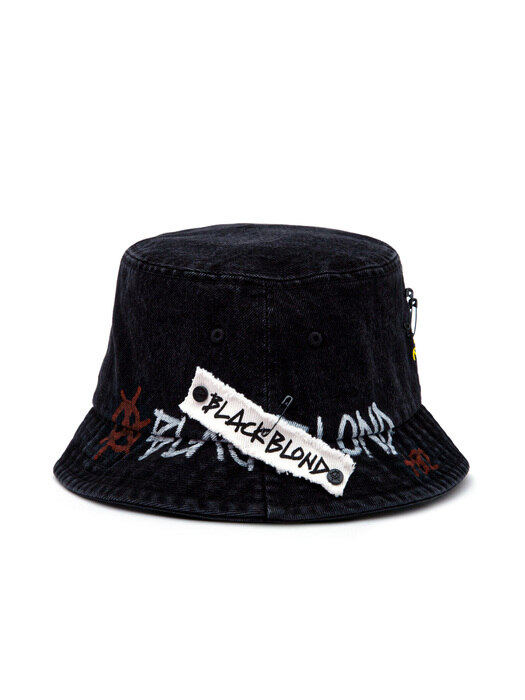 BBD Smile Logo Denim Bucket Hat Custom Ver. (Black)