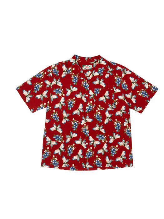 블루베리 그래픽 하와이안 반팔 셔츠