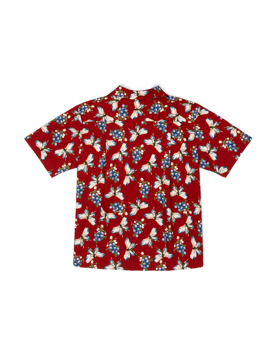 블루베리 그래픽 하와이안 반팔 셔츠