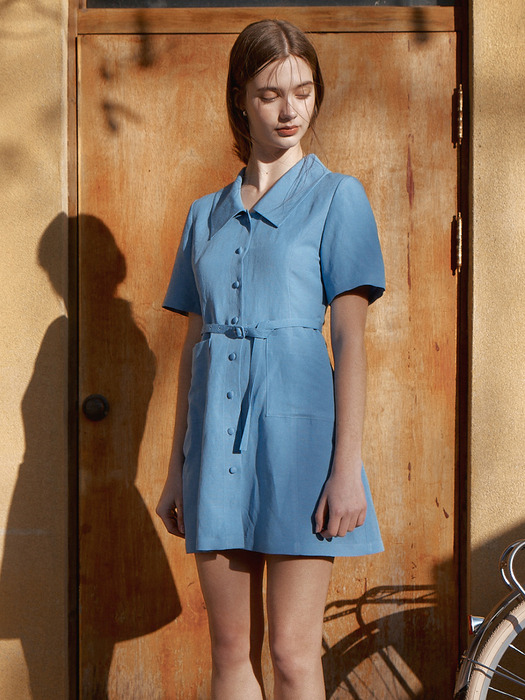 Wide Collar Shirts Dress_3color