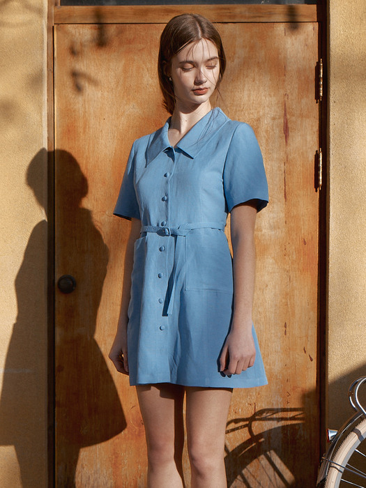 Wide Collar Shirts Dress_4color