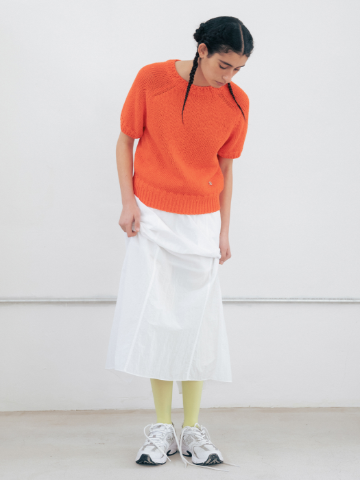 Pure Round Neck Short Sleeve Knit_Orange