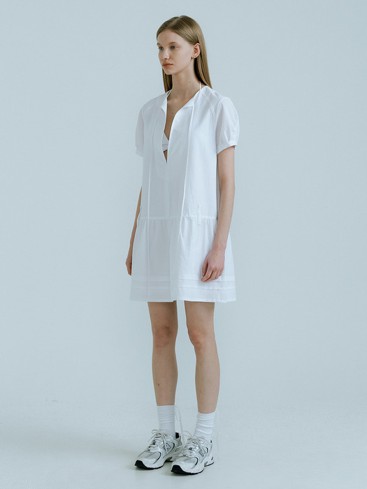 23SS_Double Belt Loops Mini Dress (White)