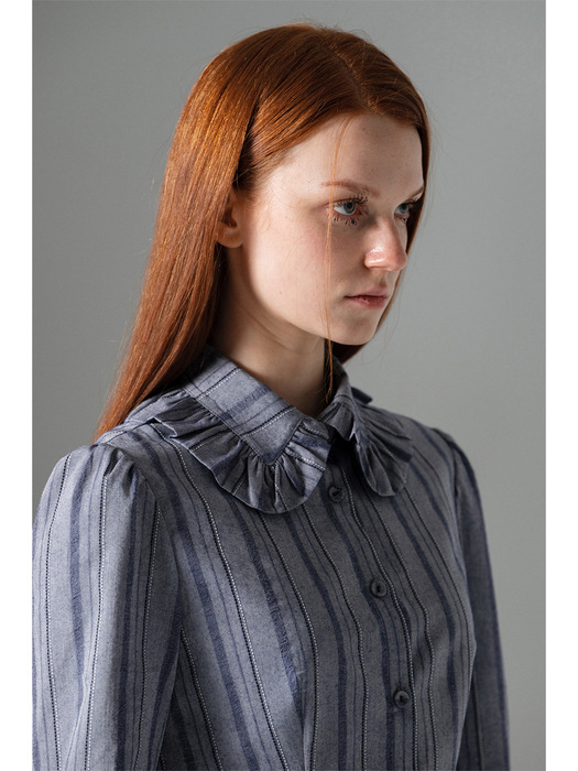 Frill collar lovely blouse STRIPE WBCFTP005ST