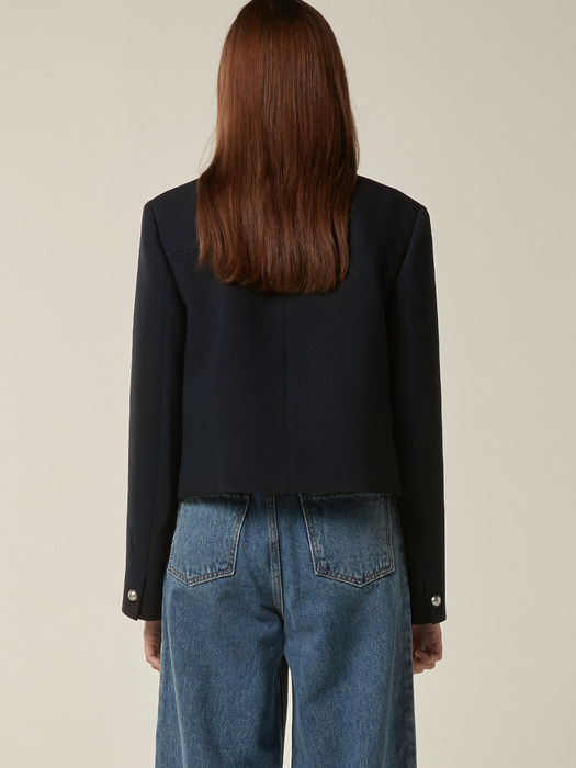 Three button cropped jacket - Navy