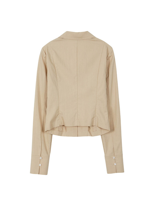 Zipper Shirring Blouse in Beige VW3AB200-91