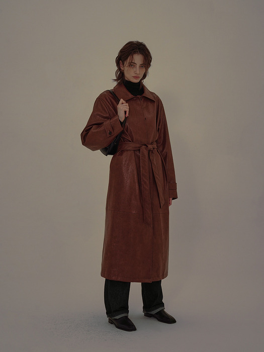 Leather Mac Coat (brown)