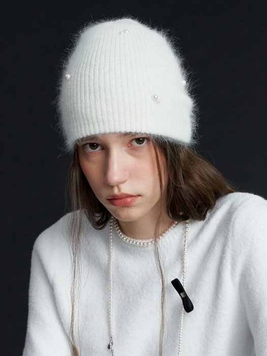 Pearl Snowman Angora Beanie_5COL (L234MCP040)