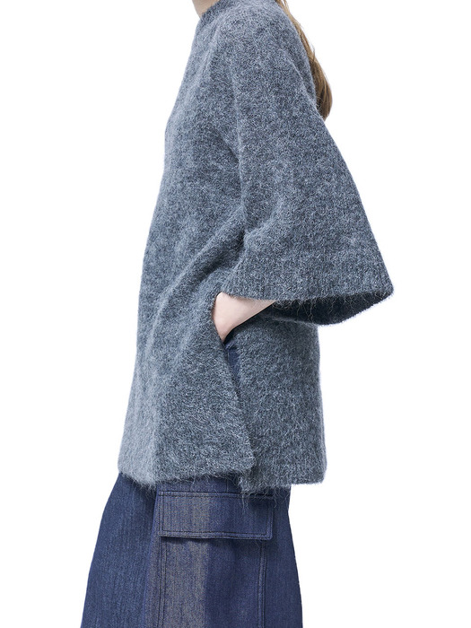 BELL SLEEVE KNIT, GRAY