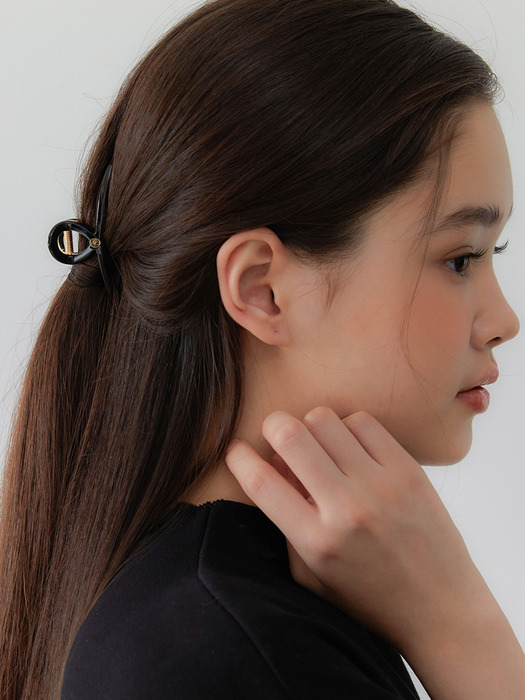 [mini] Twist metal point hair clip_real black