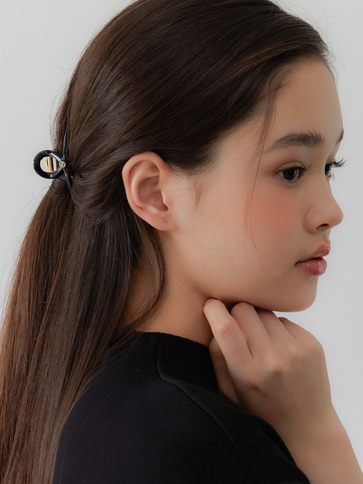 [mini] Twist metal point hair clip_real black