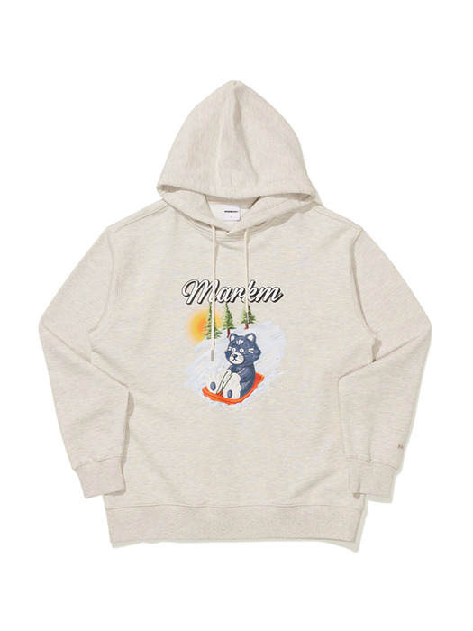 CAT GRAPHIC HOODIE OATMEAL