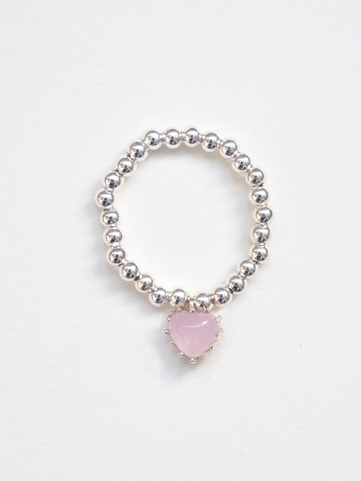 Babypink heart with 925 silver ball ring