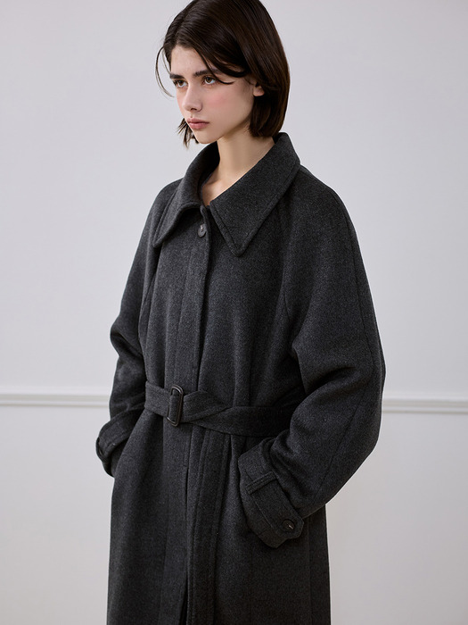 Classic Wool balmacaan Coat [Charcoal]