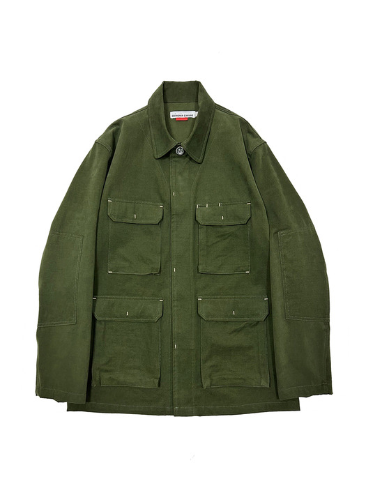 3D pocket field jacket-Vermillion green