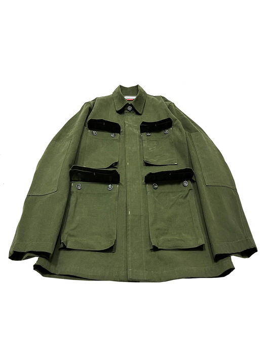 3D pocket field jacket-Vermillion green
