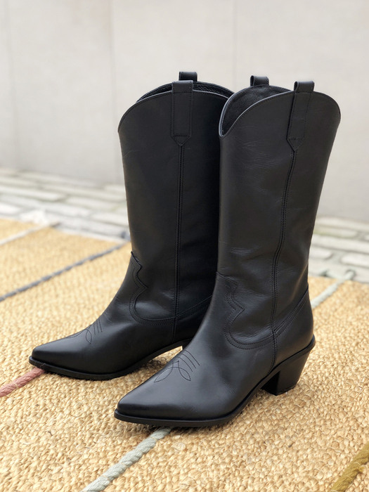 [리퍼브][255]Western Boots (Black)