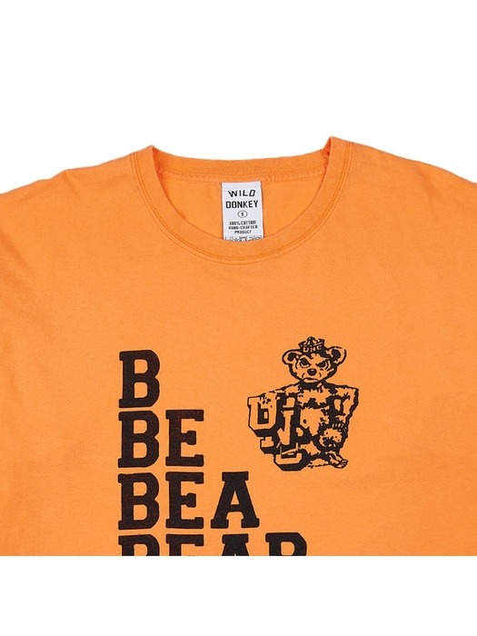 [와일드 동키] 베어스 프린팅 코튼 티셔츠 T BEARS STRONG WASHED ORANGE