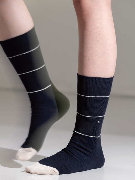 [no.436] navy stripe socks