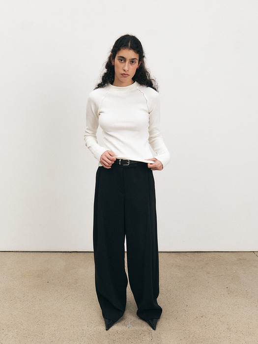 TFS ONE TUCK SEMI WIDE TROUSERS_2COLORS