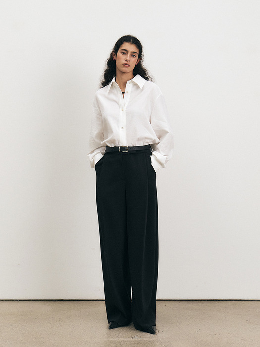 TFS ONE TUCK SEMI WIDE TROUSERS_2COLORS