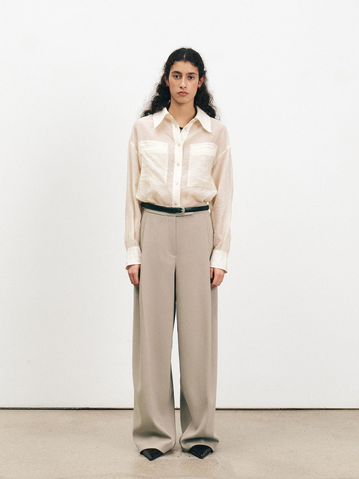 TFS ONE TUCK SEMI WIDE TROUSERS_2COLORS