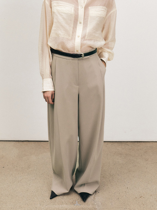 TFS ONE TUCK SEMI WIDE TROUSERS_2COLORS