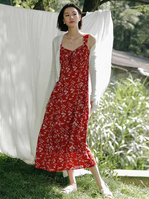 LS_String red sleeveless long dress