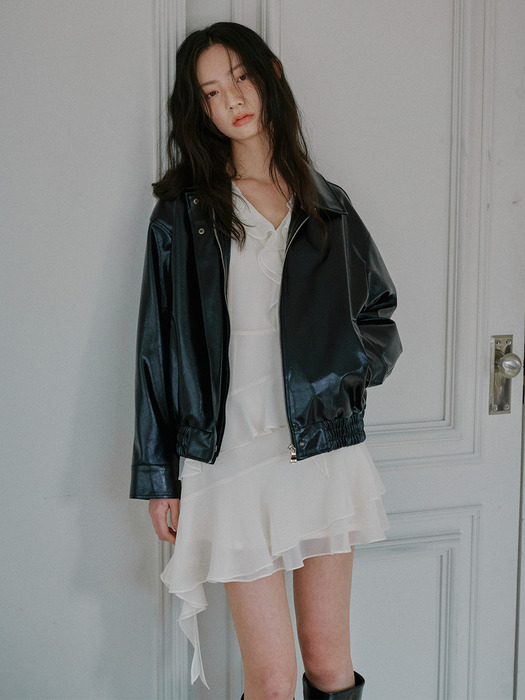 [단독] ASYMMETRIC RUFFLE MINI DRESS_IVORY