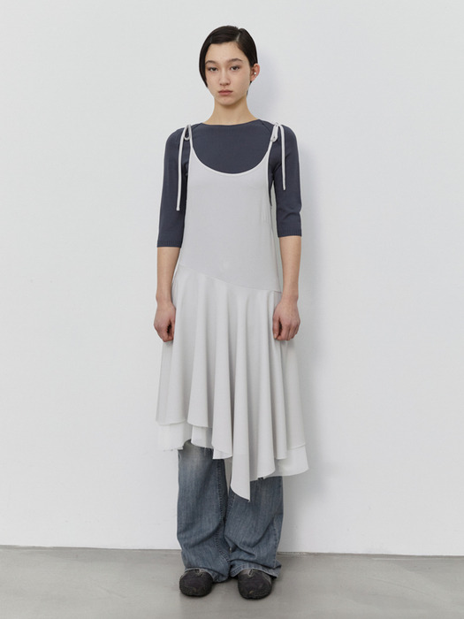 BOAT NECK HALF SLEEVE KNIT (CHARCOAL)