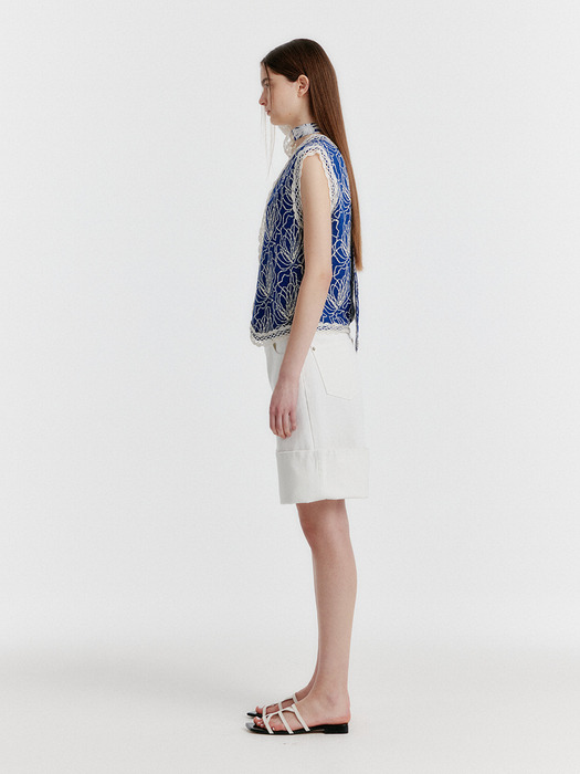 YEARY Knit Vest with Print - Navy/Ivory