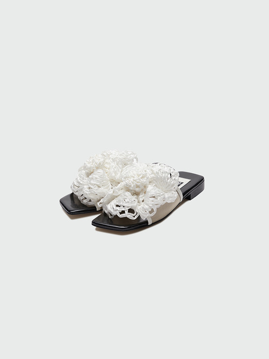 YORSA Flower Corsage Sandals - White