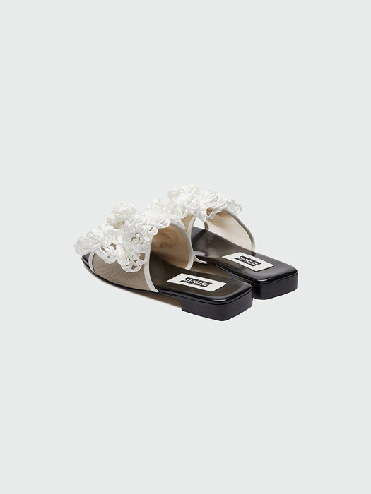YORSA Flower Corsage Sandals - White