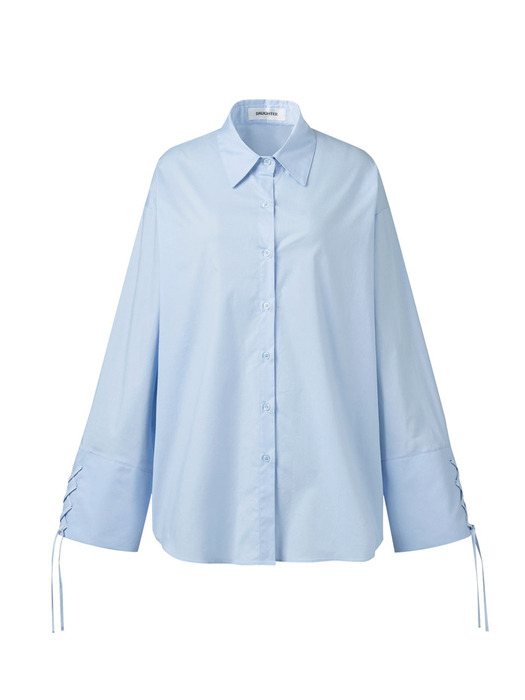Sleeve Strap Oversized Shirt, light blue