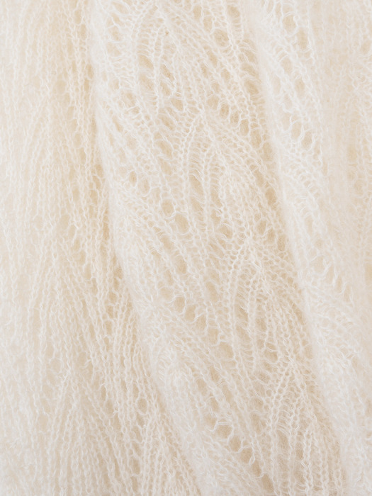 Leaf Alpaca V-Neck Knit Cardigan (Ivory)
