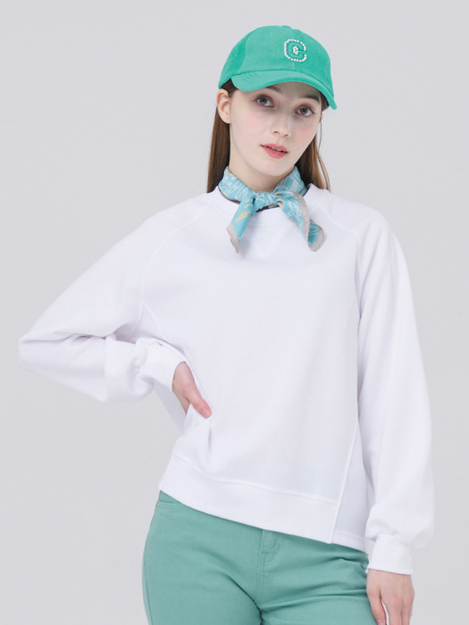 24SS 양면 피케 조직 루즈 핏 화이트 맨투맨 티셔츠