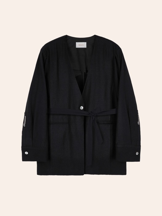 Breeze Oversized Linen Jacket (Black)
