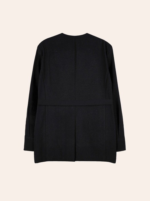 Breeze Oversized Linen Jacket (Black)
