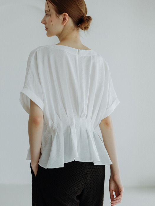 웨이스트 포인트 블라우스 화이트 WAIST POINT BLOUSE WHITE