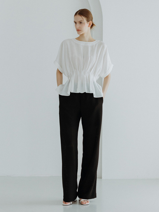 웨이스트 포인트 블라우스 화이트 WAIST POINT BLOUSE WHITE