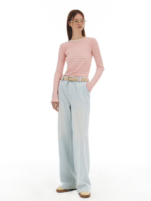 MAT STRAIGHT PANTS [LIGHT BLUE] - Image 1