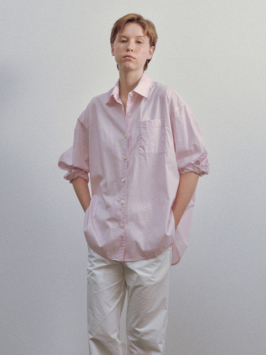 Timon striped cotton shirt (Pastel pink)