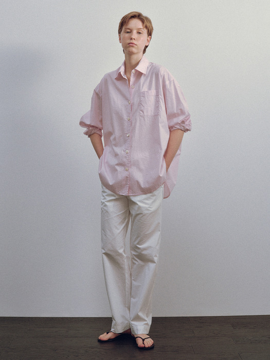 Timon striped cotton shirt (Pastel pink)