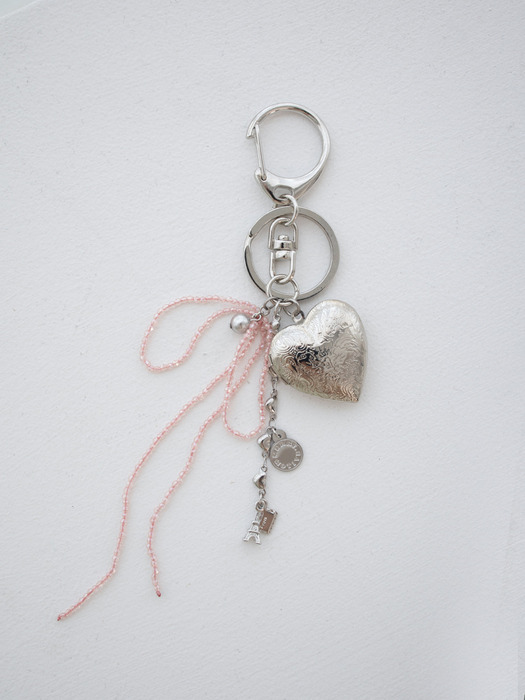 PInk ribbon and heart keyring